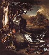 Jan Weenix A Deerhound with Dead Game and Implements of the Chase Sweden oil painting reproduction